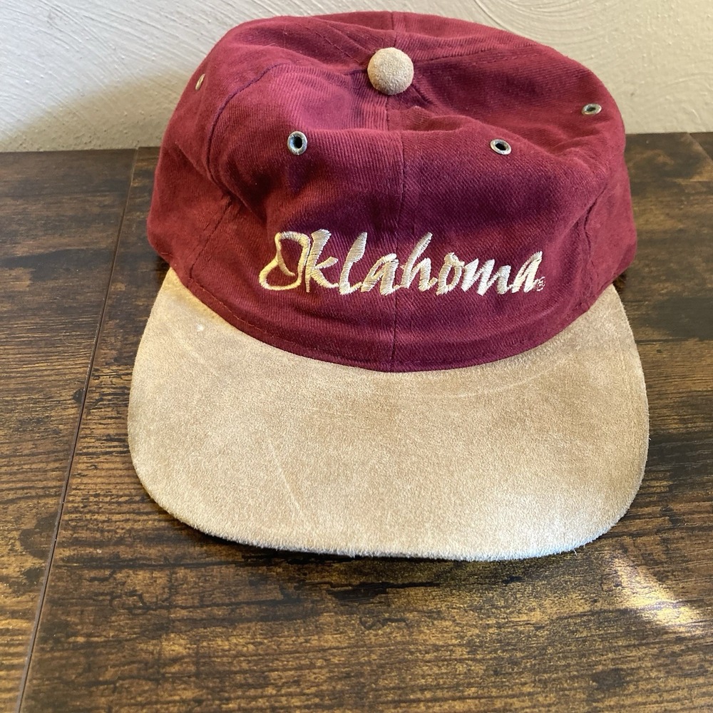 Oklahoma Sooners Vtg 1984 Kudzu Hat Strapback Suede Brim Velvety Feel Embroidery